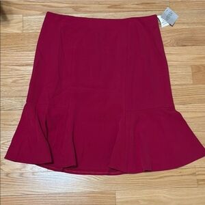 Kasper Trumpet Skirt Knee Length Ruffle Hem Raspberry Size 14